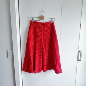 Elegant Vintage Red A-Line Skirt